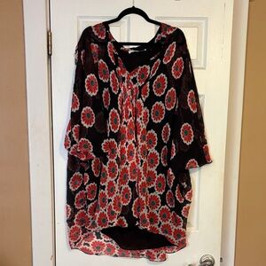 Diane Von Furstenberg Floral Black and Red mini dress